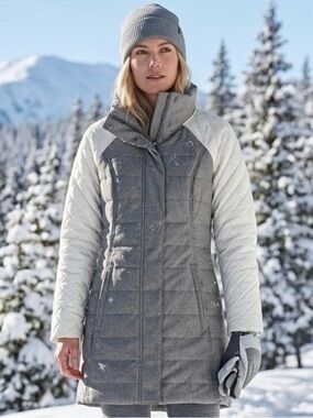 Prana Mixer Parka Jacket, gray/white, size Large